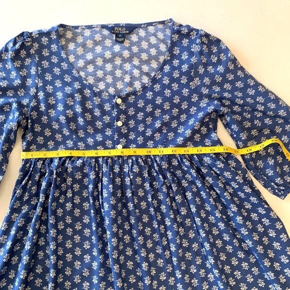 Polo Ralph Lauren Girls Blue Floral Button-Front Dress 3/4 Sleeves Size 12 - Picture 7 of 15